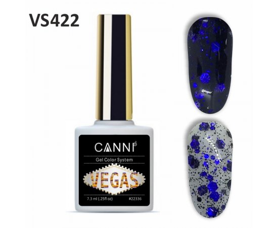 Зображення  Гель-лак CANNI VEGAS 422 чорний-фіолетовий, 7,3мл, Об'єм (мл, г): 7.3, Цвет №: 422