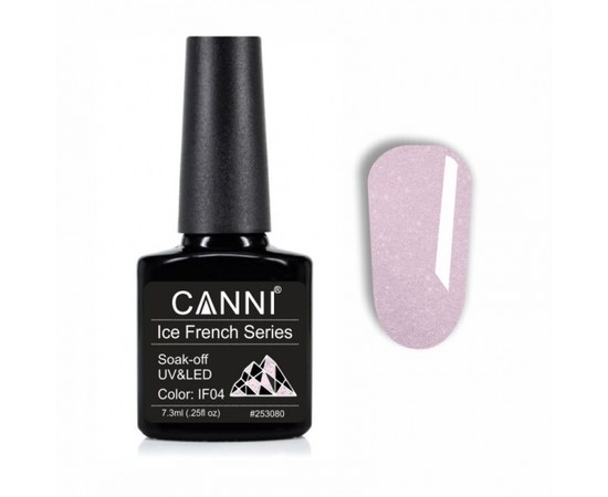 Изображение  Base coat Ice French base CANNI 04 cold pink translucent with silver glitter, 7.3 ml, Volume (ml, g): 44992, Color No.: 4