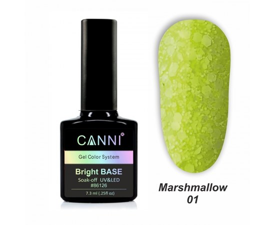 Изображение  Base coat Marshmallow base CANNI 01 yellow neon, 7.3 ml