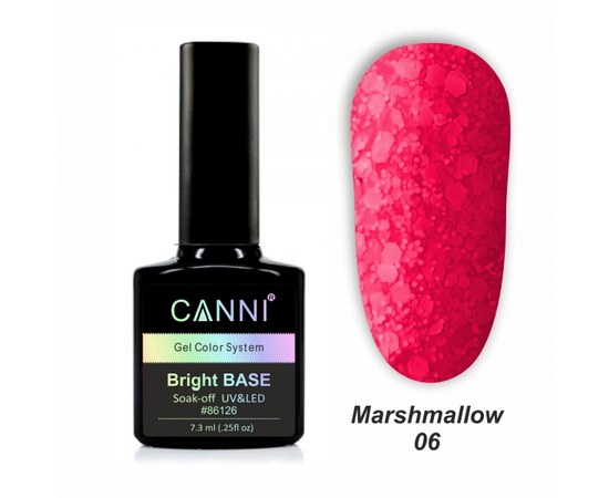 Зображення  Базове покриття Marshmallow base CANNI 06 рожевий неон, 7,3 мл