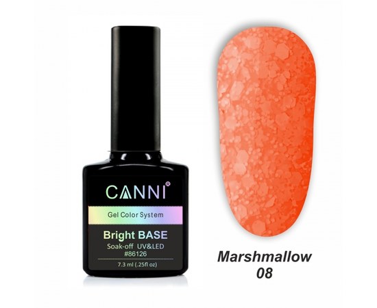 Изображение  Base coat Marshmallow base CANNI 08 juicy peach, 7.3 ml