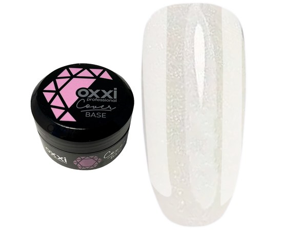 Изображение  Camouflage base for gel polish OXXI Cover Base 30 ml № 11 white with shimmer, Volume (ml, g): 30, Color No.: 11