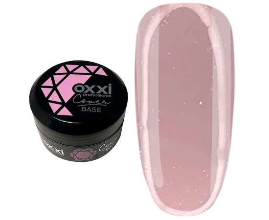 Изображение  Camouflage base for gel polish OXXI Cover Base 30 ml № 36 tasteless with microshine, Volume (ml, g): 30, Color No.: 36