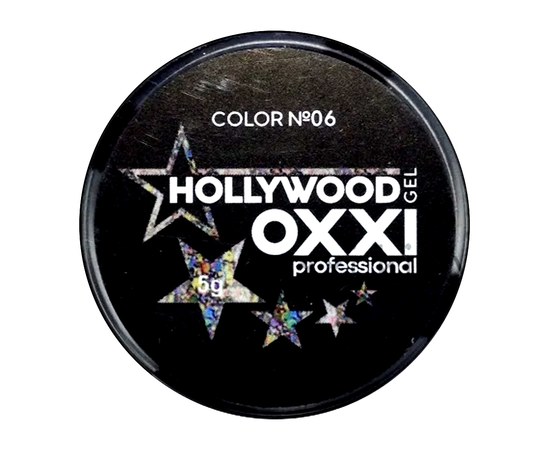 Изображение  Глитерный гель OXXI Hollywood с голографическим эффектом 5 г, № 6 серебро, Цвет №: 006