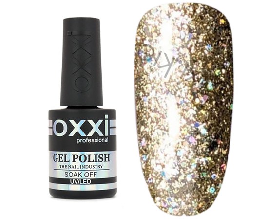 Изображение  Glitter gel polish Oxxi Star Gel 10 ml, № 2 light golden, Volume (ml, g): 10, Color No.: 2