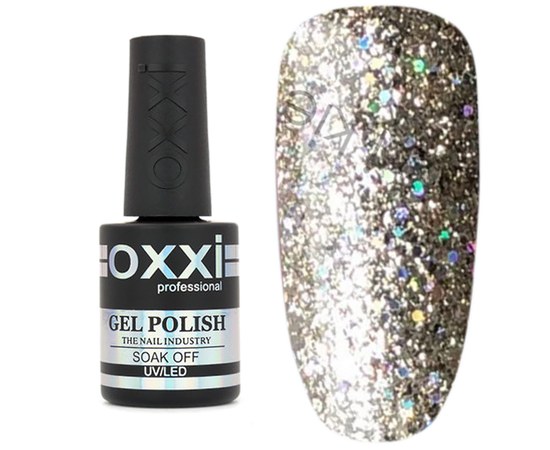 Изображение  Glitter gel polish Oxxi Star Gel 10 ml, No. 3 silver, Volume (ml, g): 10, Color No.: 3