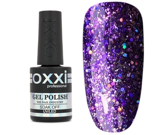 Изображение  Glitter Gel Polish Oxxi Star Gel 10 ml, № 6 purple, Volume (ml, g): 10, Color No.: 6