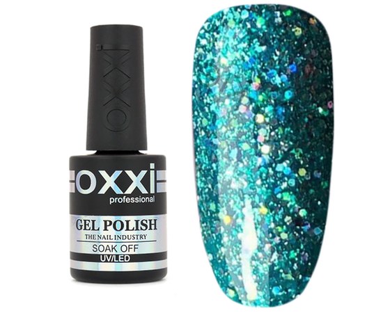 Изображение  Glitter gel polish Oxxi Star Gel 10 ml, No. 7 green, Volume (ml, g): 10, Color No.: 7