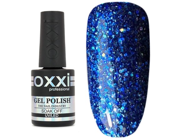 Зображення  Гель-лак глітерний Oxxi Star Gel 10 мл № 8 синій, Об'єм (мл, г): 10, Цвет №: 008