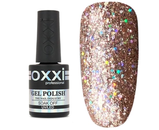 Изображение  Glitter gel polish Oxxi Star Gel 10 ml, No. 9 light golden brown, Volume (ml, g): 10, Color No.: 9