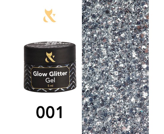 Зображення  Глітерний гель F.O.X Glow Glitter Gel 5 мл № 001, Об'єм (мл, г): 5, Цвет №: 001