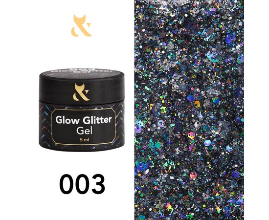 Зображення  Глітерний гель F.O.X Glow Glitter Gel 5 мл № 003, Об'єм (мл, г): 5, Цвет №: 003
