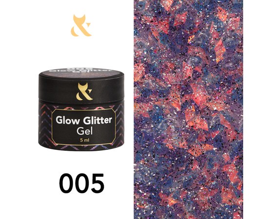 Изображение  Глиттерный гель F.O.X Glow Glitter Gel 5 мл № 005, Объем (мл, г): 5, Цвет №: 005