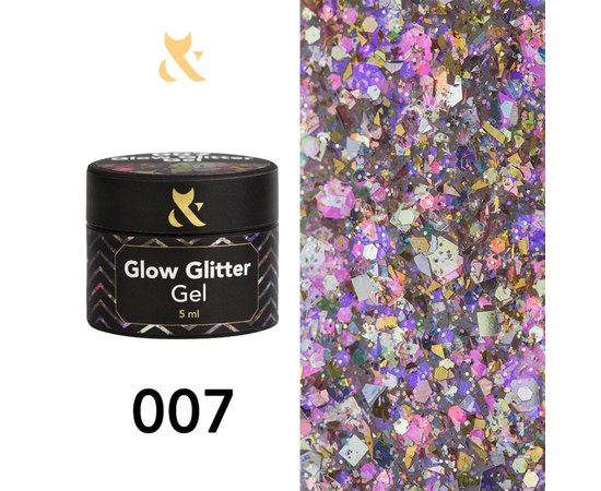Зображення  Глітерний гель F.O.X Glow Glitter Gel 5 мл № 007, Об'єм (мл, г): 5, Цвет №: 007