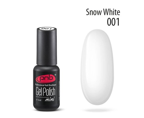 Изображение  Gel polish for nails PNB Gel Polish 4 ml, № 001, Volume (ml, g): 4, Color No.: 1