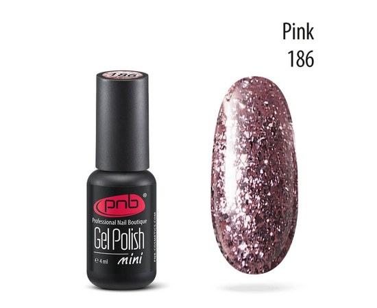 Изображение  Gel polish for nails PNB Gel Polish 4 ml, № 186, Volume (ml, g): 4, Color No.: 186