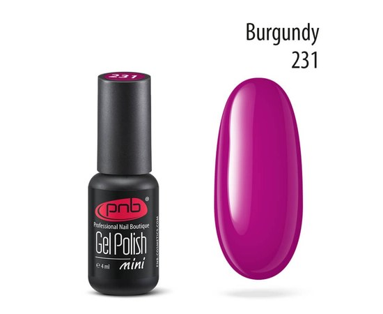 Изображение  Gel polish for nails PNB Gel Polish 4 ml, № 231, Volume (ml, g): 4, Color No.: 231