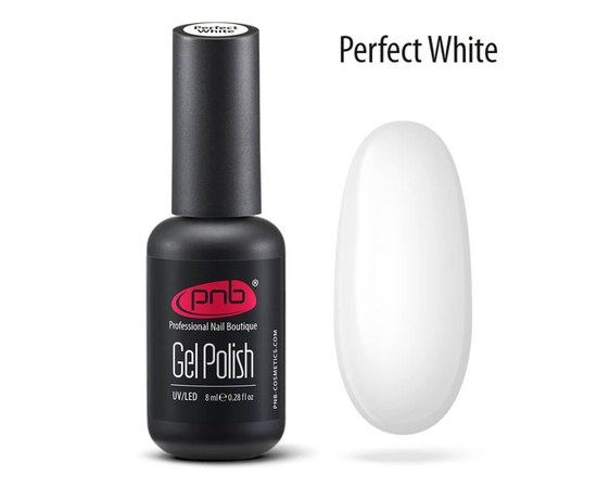 Изображение  Гель-лак для ногтей PNB Gel Polish 8 мл, Perfect White, Объем (мл, г): 8, Цвет №: Perfect White