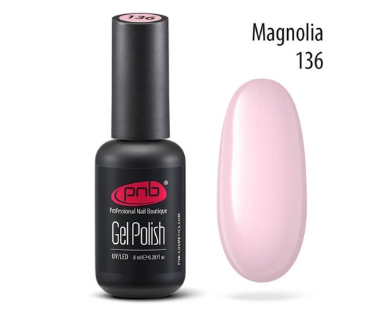 Изображение  Gel polish for nails PNB Gel Polish 8 ml, № 136, Volume (ml, g): 8, Color No.: 136