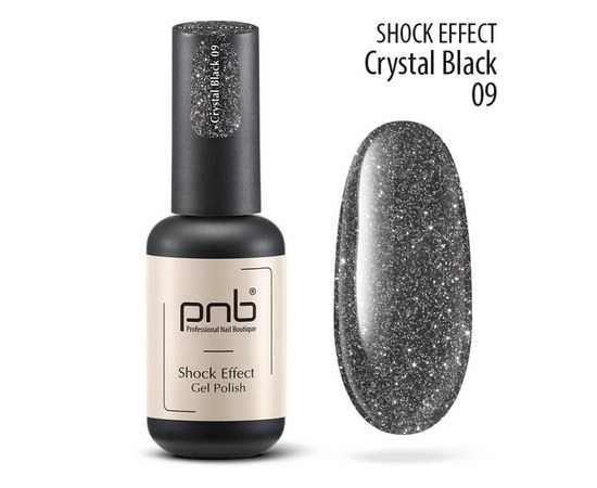 Зображення  Гель лак для нігтів PNB Shock Effect 8 мл, № 09 Crystal Black, Цвет №: 009