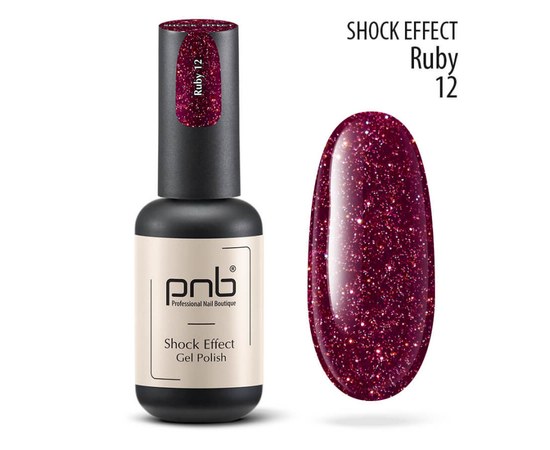 Зображення  Гель лак для нігтів PNB Shock Effect 8 мл, № 12 Ruby, Цвет №: 012