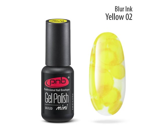 Зображення  Аква-чорнило для дизайну нігтів PNB Blur ink 4 мл №02 Yellow