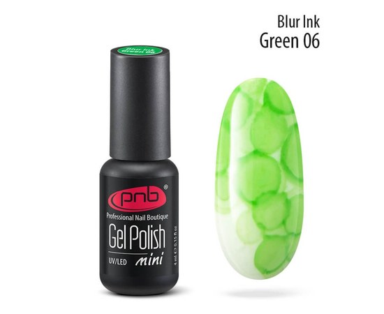 Зображення  Аква-чорнило для дизайну нігтів PNB Blur ink 4 мл №06 Green
