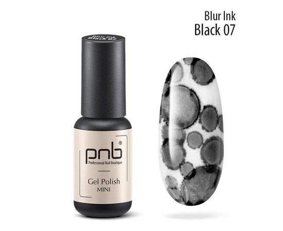 Изображение  Аква-чернила для дизайна ногтей PNB Blur ink 4 мл, № 07 Black