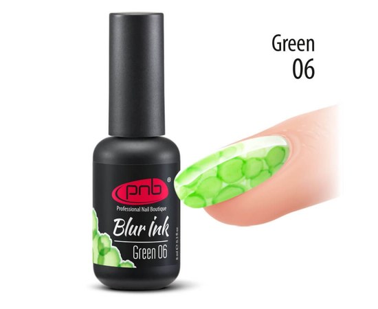 Зображення  Аква-чорнило для дизайну нігтів PNB Blur ink №06 Green