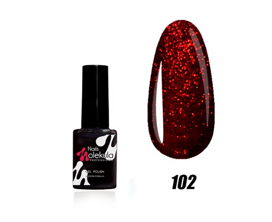 Изображение  Nails Molekula Gel Polish 6 ml, № 102 Dark red shimmer, Volume (ml, g): 6, Color No.: 102