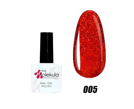 Зображення  Гель-лак для нігтів Nails Molekula Gel Polish № 05 Червоне мерехтіння, Об'єм (мл, г): 11, Цвет №: 005