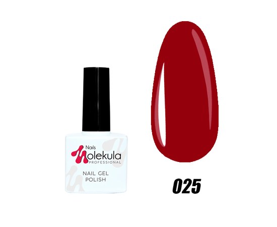 Изображение  Гель-лак для ногтей Nails Molekula Gel Polish 11 мл, № 025 Красный, Объем (мл, г): 11, Цвет №: 025