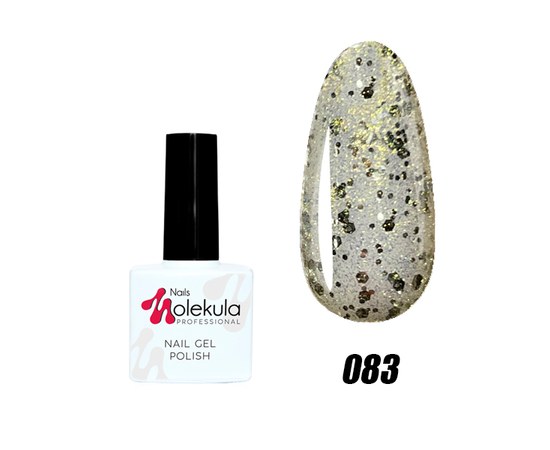 Изображение  Nails Molekula Gel Polish 11 ml, № 083 Silver glitter, Volume (ml, g): 11, Color No.: 83
