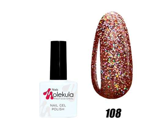 Зображення  Гель-лак для нігтів Nails Molekula Gel Polish № 108 Іскристий рожевий, Об'єм (мл, г): 11, Цвет №: 108