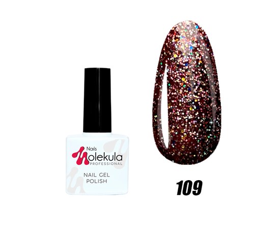 Изображение  Nails Molekula Gel Polish 11 ml, No. 109 Sparkling Burgundy, Volume (ml, g): 11, Color No.: 109
