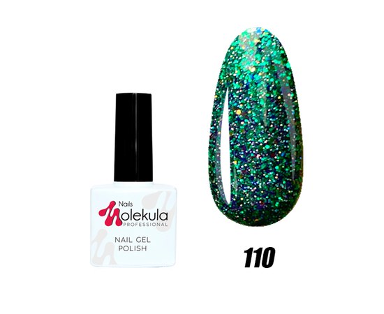 Зображення  Гель-лак для нігтів Nails Molekula Gel Polish № 110 Іскристий зелений, Об'єм (мл, г): 11, Цвет №: 110