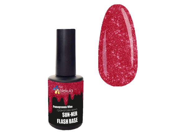 Изображение  База для гель-лака Nails Molekula Base Flash 12 мл, Pomegranate Wine, Объем (мл, г): 12, Цвет №: Pomegranate Wine