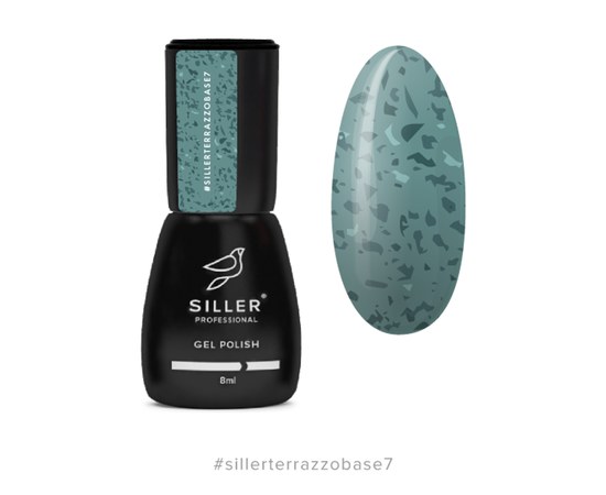 Изображение  Camouflage base for nails Siller Terrazzo Base 8 ml, № 7 turquoise with white potal, Volume (ml, g): 8, Color No.: 7