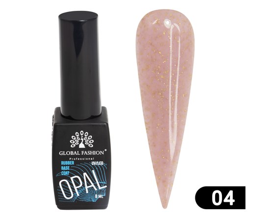 Изображение  Base for nails with potal Global Fashion Potal Base 8 ml, № 04, Volume (ml, g): 8, Color No.: 4