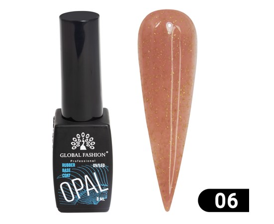 Изображение  Base for nails with potal Global Fashion Potal Base 8 ml, № 06, Volume (ml, g): 8, Color No.: 6
