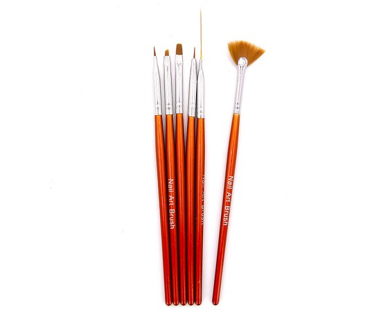 Изображение  Set of brushes for nail design Nail Art Brush, 6 pcs brown