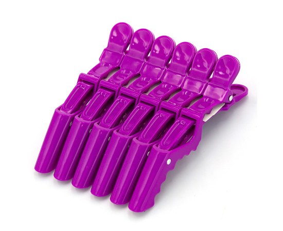 Зображення  Затискач для волосся пластиковий кольоровий YRE 6 шт, фіолетовий