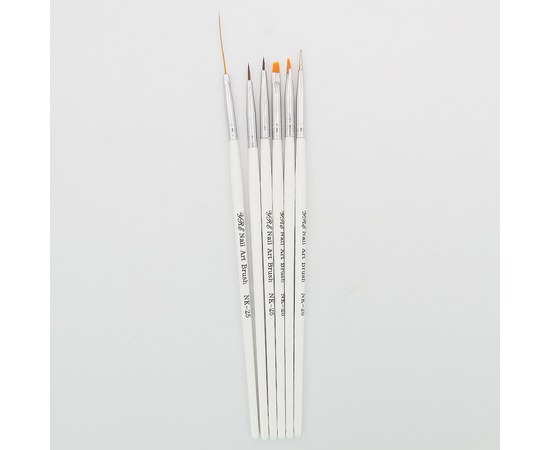 Изображение  Set of brushes for nail design Nail Art Brush, 6 pcs white