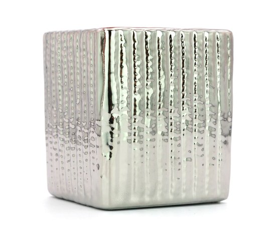 Изображение  Контейнер стакан керамический квадрат Lilly Beaute серебро