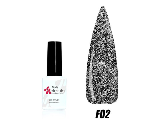 Зображення  Гель лак для нігтів Nails Molekula Flash Effect 8.5 мл, № F02, Об'єм (мл, г): 8.5, Цвет №: F02