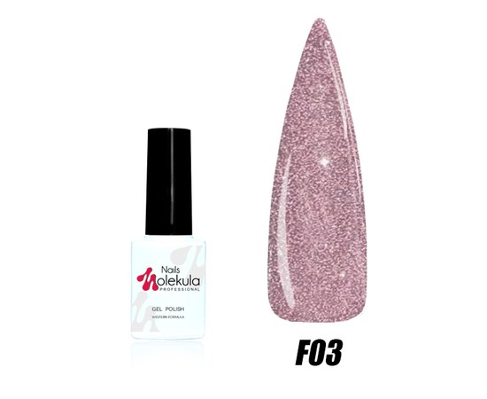 Зображення  Гель лак для нігтів Nails Molekula Flash Effect 8.5 мл, № F03, Об'єм (мл, г): 8.5, Цвет №: F03
