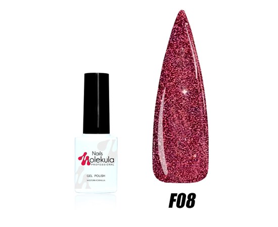 Изображение  Gel polish for nails Nails Molekula Flash Effect 8.5 ml, № F08, Volume (ml, g): 45054, Color No.: F08
