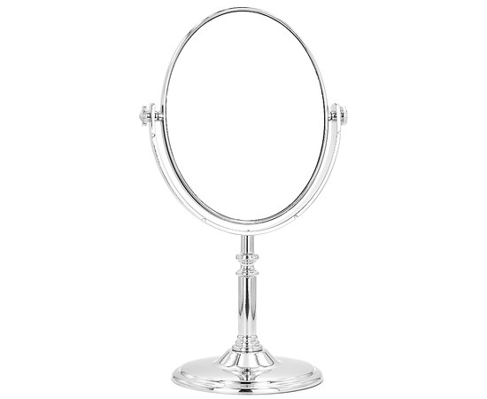 Изображение  Double-sided cosmetic mirror oval silver, 12x16 cm
