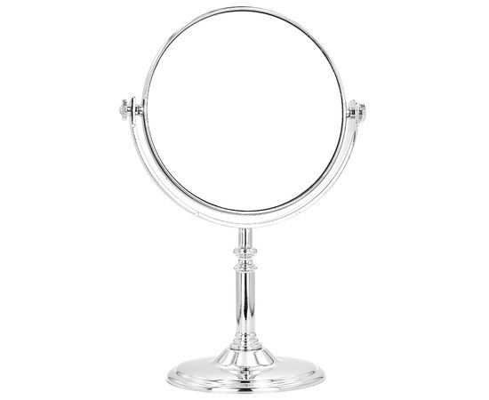 Изображение  Cosmetic mirror double-sided round silver, 14.5 cm