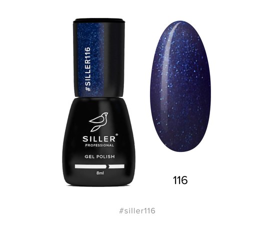Изображение  Gel polish for nails Siller Professional Classic No. 116 (dark blue with microshine), 8 ml, Volume (ml, g): 8, Color No.: 116